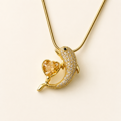 Crushed Diamond Dolphin Necklace