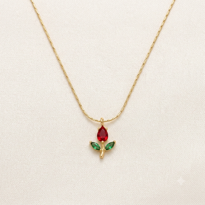 Dainty Red Tulip Necklace