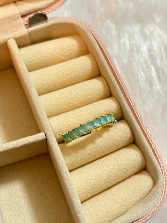 Turquoise Half Tennis Adjustable Ring