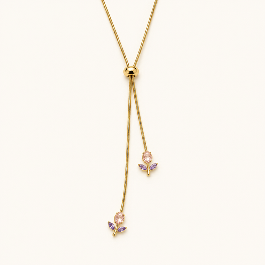 Pink Adjustable Tulip Necklace