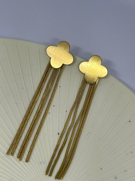 Golden Clover Drop Earrings