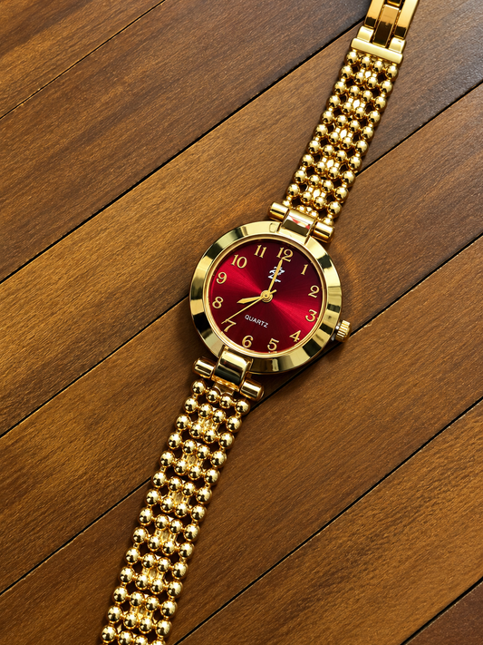 Maroon Beaded Watch