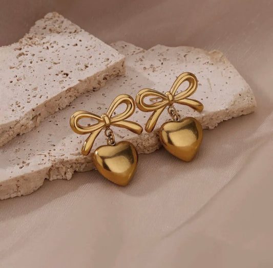 Bow Heart Earrings