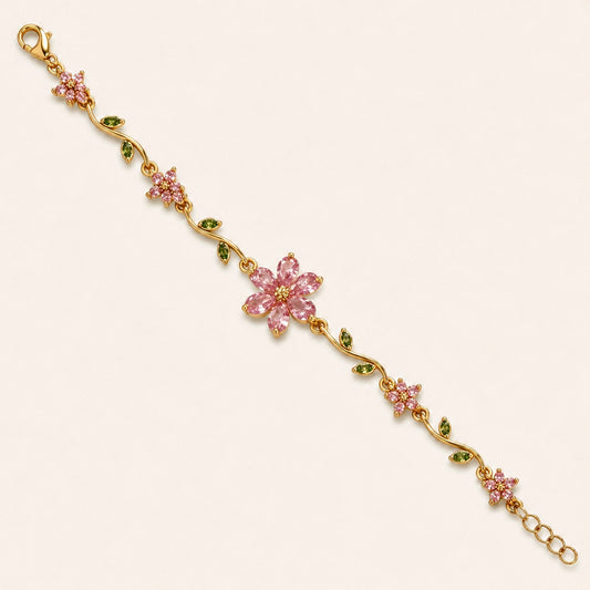 Pink & Green Tulip Chain Bracelet