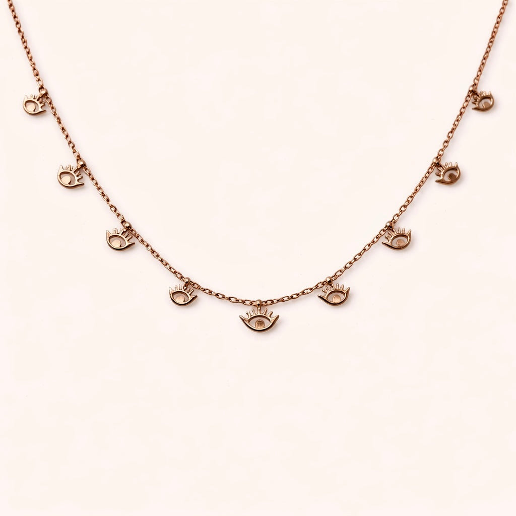 Rose Aura Evil Eye Anti Tarnish Necklace