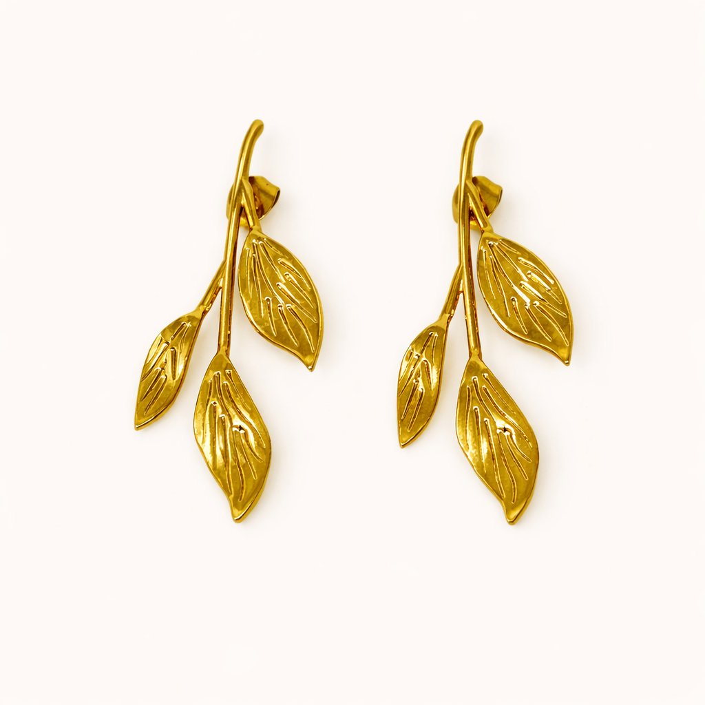 Golden Laurel Drop Earrings