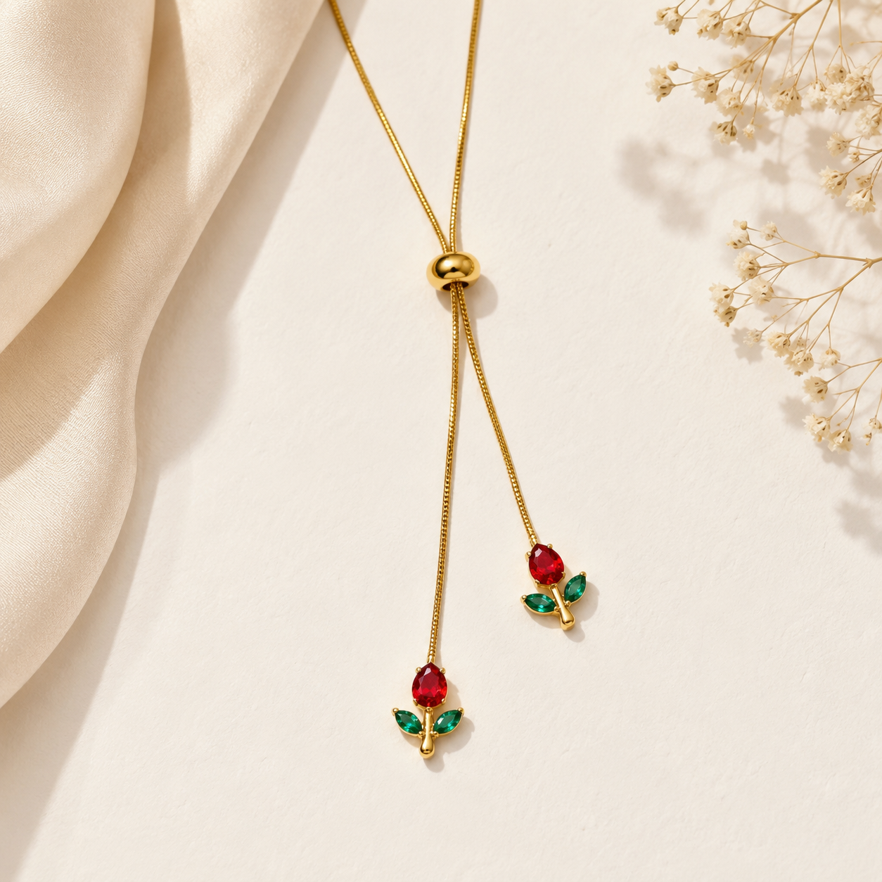 Red Adjustable Tulip Necklace