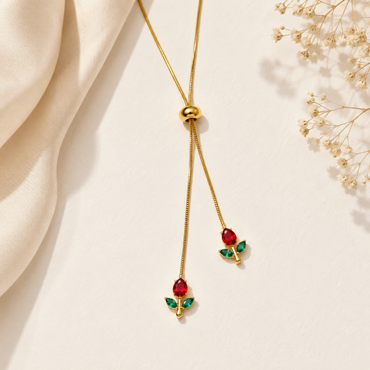 Red Adjustable Tulip Necklace