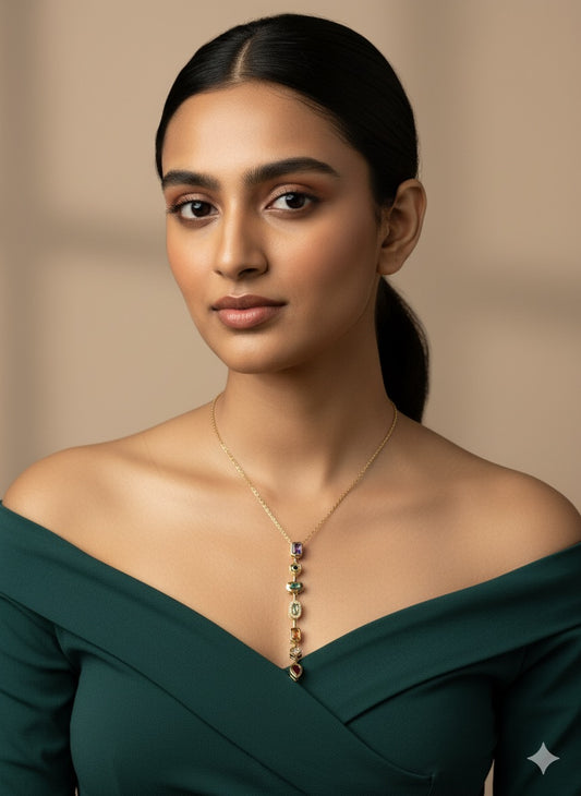 Prism Gemstone Lariat Necklace