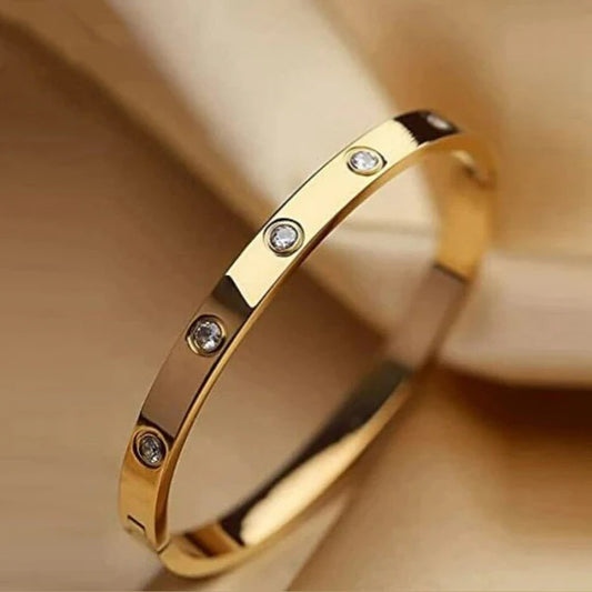 Contemporary Gold Plated Love AD Anti-Tarnish Bracelet For Women