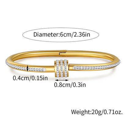 Gold Plated American Diamond Studded Bangle Style Anti-Tarnish Bracelet For Women