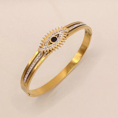 Gold Plated American Diamond Studded Evil Eye Anti-Tarnish Bracelet For Women