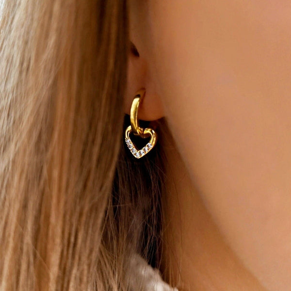Diamond Heart Hoops