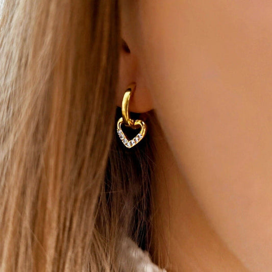 Diamond Heart Hoops