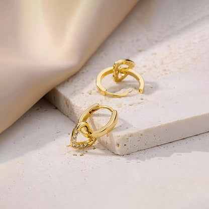 Diamond Heart Hoops